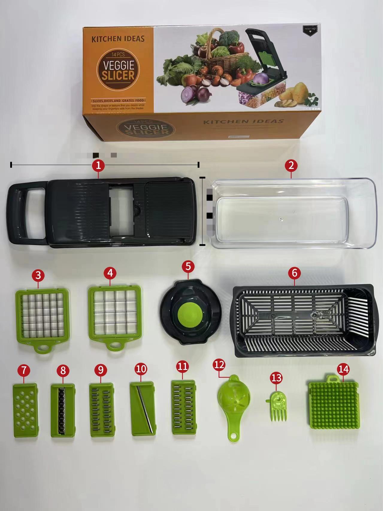 14/15/16pcs/Set, Vegetable Chopper, Multifunctional Fruit Slicer, Manual Food Grater FOFOPO