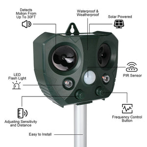 Ultrasonic Bird + Pest Repeller Solar Powered - Long Range Aleck