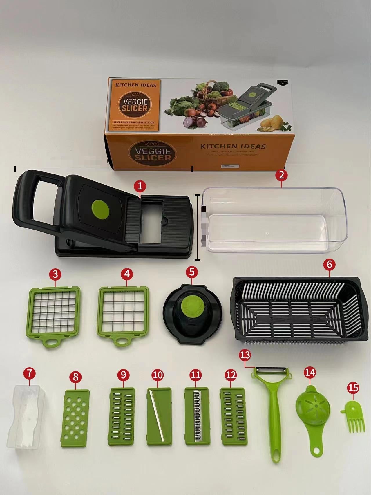 14/15/16pcs/Set, Vegetable Chopper, Multifunctional Fruit Slicer, Manual Food Grater FOFOPO