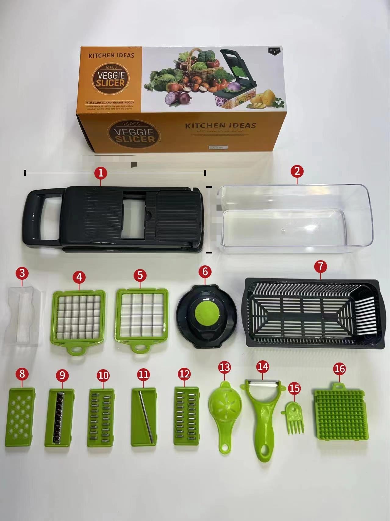 14/15/16pcs/Set, Vegetable Chopper, Multifunctional Fruit Slicer, Manual Food Grater FOFOPO