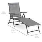 Set of 2 Outdoor Patio Chaise Recliner Lounge Chairs w/ Rust-Resistant Frame