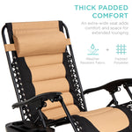 Oversized Padded Zero Gravity Chair, Folding Recliner w/ Headrest, Side Tray