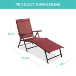 Set of 2 Outdoor Patio Chaise Recliner Lounge Chairs w/ Rust-Resistant Frame