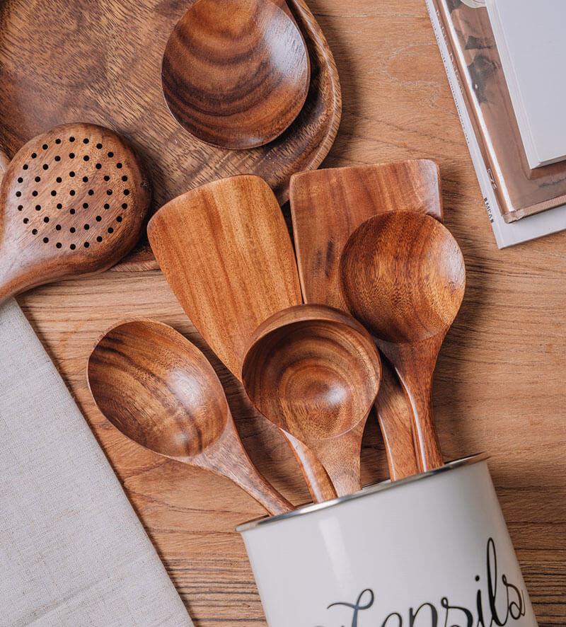 Teak Wooden Utensil Sets Aleck