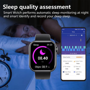 Blood Sugar Blood Pressure Heart Rate Blood oxygen Sleep Monitoring Waterproof Smartwatch Aleck