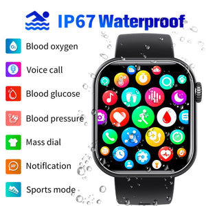 Blood Sugar Blood Pressure Heart Rate Blood oxygen Sleep Monitoring Waterproof Smartwatch Aleck