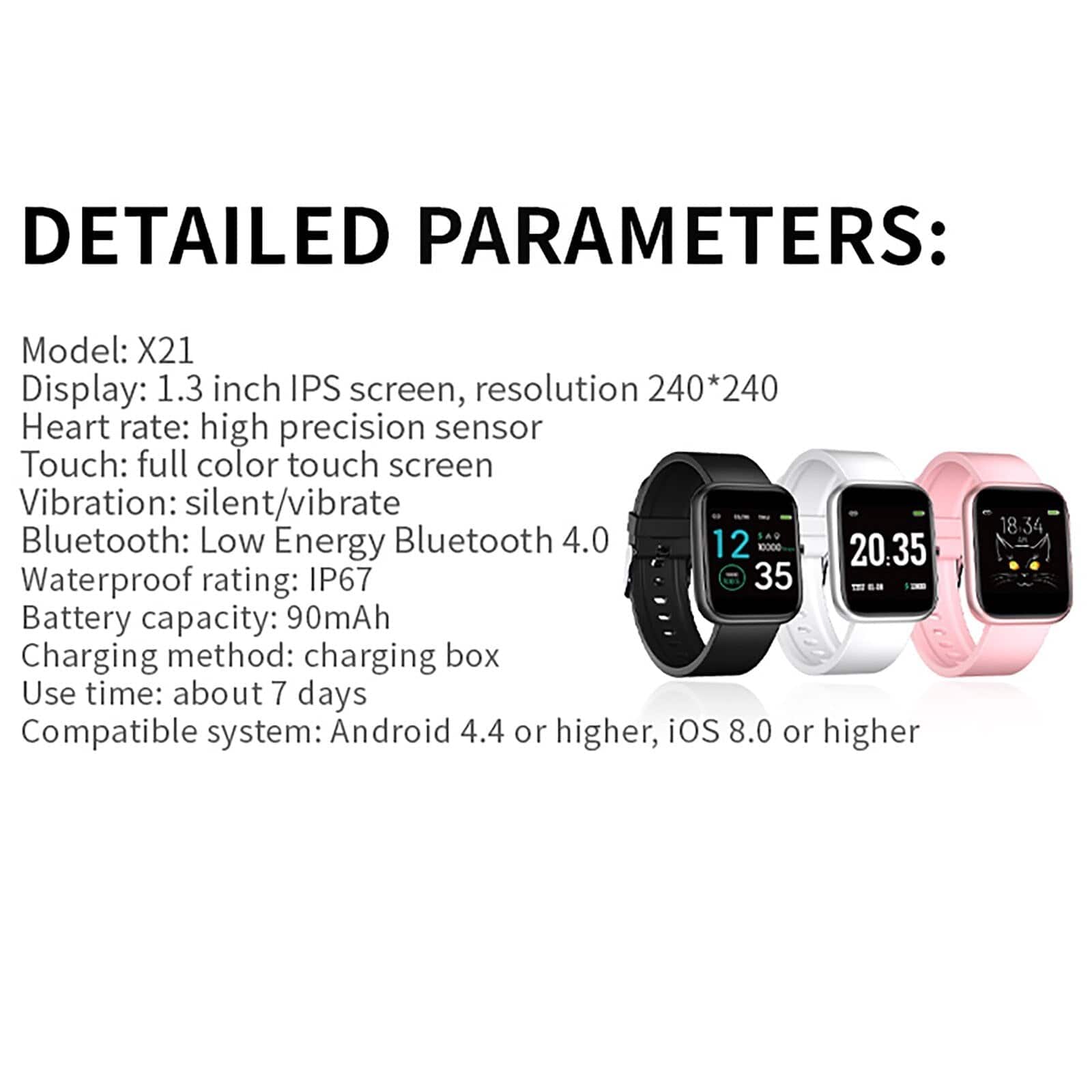 Bluetooth Smart Watch - Blood Pressure & Heart Rate Monitor Watch