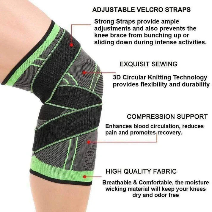 Knee Brace Compression Sleeve with Patella Stability Straps KKDAZ