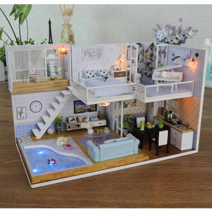 Large LED DIY Miniature Dollhouse Kit Zincera