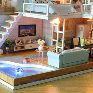 Large LED DIY Miniature Dollhouse Kit Zincera